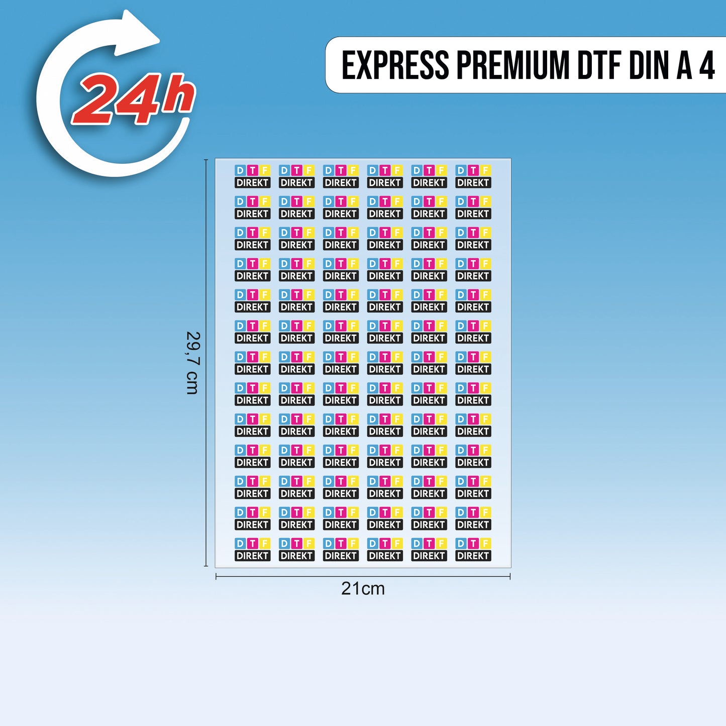 EXPRESS - Premium DTF Transfer DIN A4 (29,7 x 21 cm)